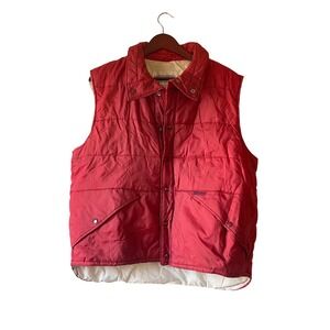 Windbreaker Red Quilted Puffer Vest Mens XL Snap Front Collar Outdoor Sportswear